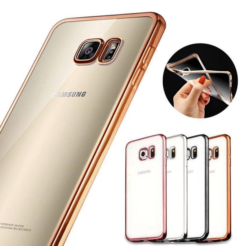 PARA SAMSUNG GALAXY S6/S6 edge/S6 edge+ FUNDA DE GEL TPU CON BORDE METALIZADO 1