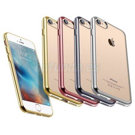 ⭐PARA APPLE IPHONE 7/8 FUNDA DE GEL TPU TRANSPARENTE PREMIUM CON BORDE METALIZADO 9 PARA APPLE IPHONE 7/8 FUNDA DE GEL TPU TRANSPARENTE PREMIUM CON BORDE METALIZADO
