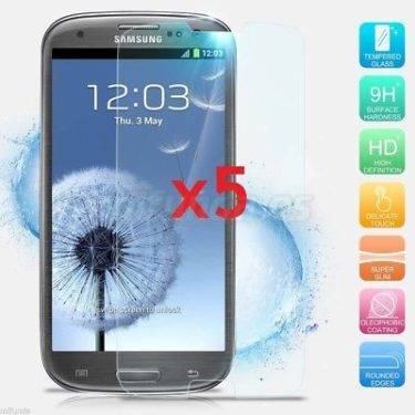 5x CRISTAL TEMPLADO PREMIUM 9H 2.5D PARA SAMSUNG GALAXY S3 i9300 / S3 NEO i9301i