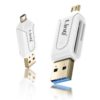 ✅ADAPTADOR OTG USB Y MICRO USB CON LECTOR DE TARJETAS BLANCO 3