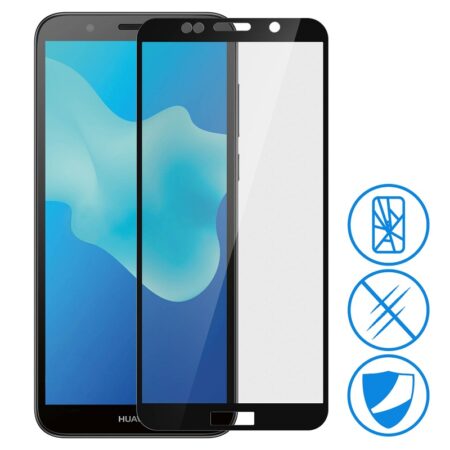 ✅Huawei Y5 2018 Protector de Cristal Templado con Marco Negro
